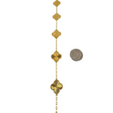 21k Yellow Gold 21.2g Solid Cable Link Clover Motif Choker Necklace 13.5"