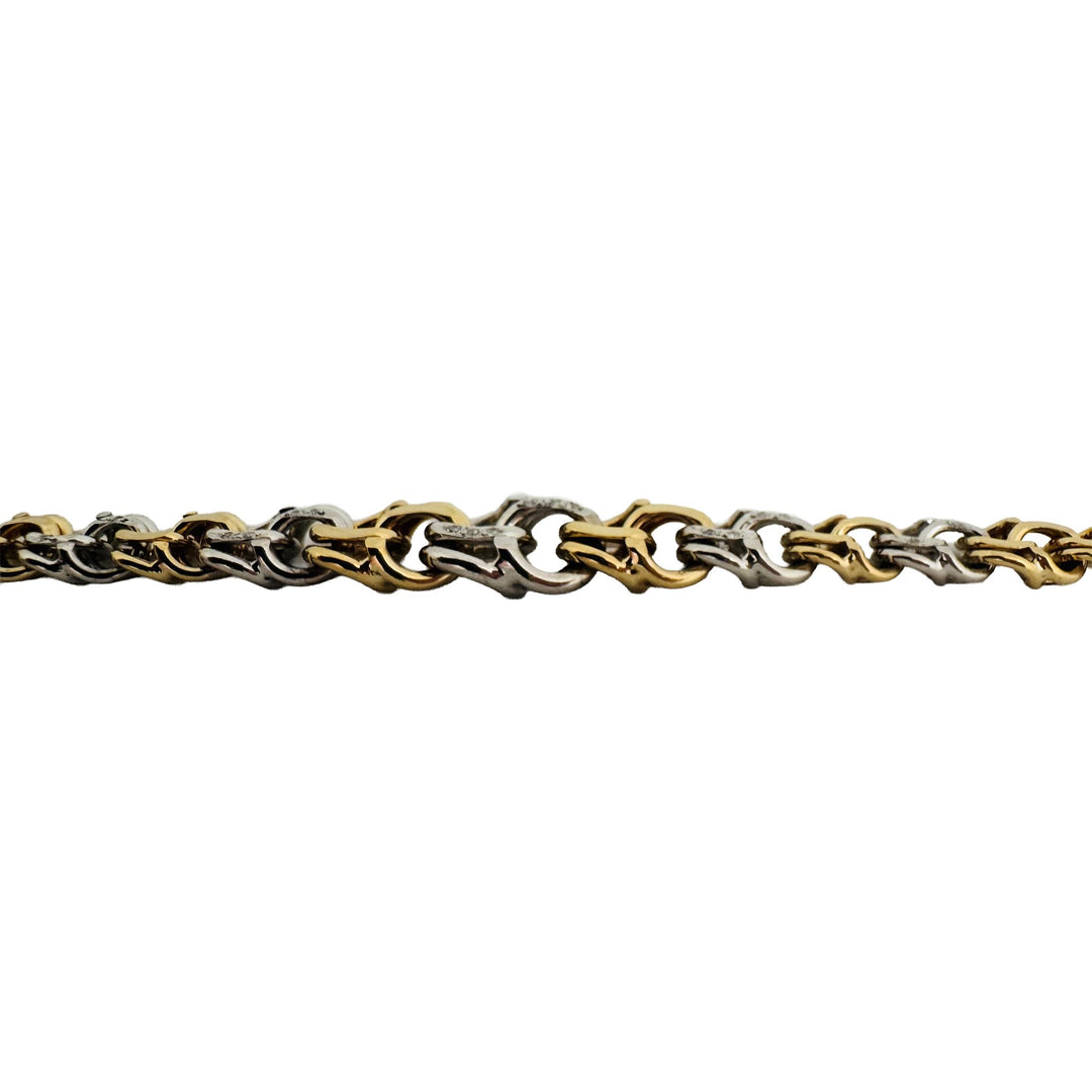 18k Yellow & White Gold 45g Solid Heavy Graduated Double Curb Link Necklace 16"