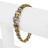 18k Yellow & White Gold 23.4g Solid Graduated Double Curb Link Bracelet 6.75"