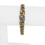 18k Yellow & White Gold 23.4g Solid Graduated Double Curb Link Bracelet 6.75"