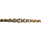 18k Yellow & White Gold 23.4g Solid Graduated Double Curb Link Bracelet 6.75"