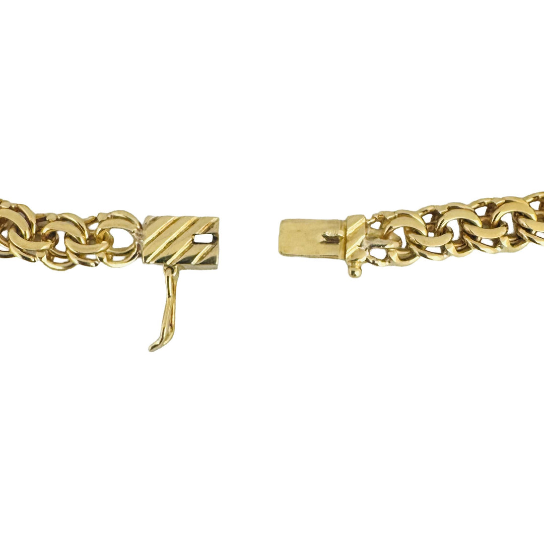 18k Yellow & White Gold 23.4g Solid Graduated Double Curb Link Bracelet 6.75"
