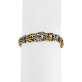 18k Yellow & White Gold 23.4g Solid Graduated Double Curb Link Bracelet 6.75"