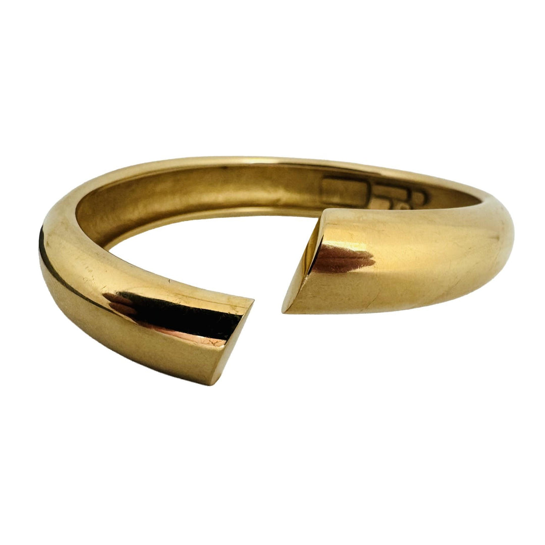 18k Yellow Gold 71g Solid Very Heavy Slip On Bypass Bangle 7.75"