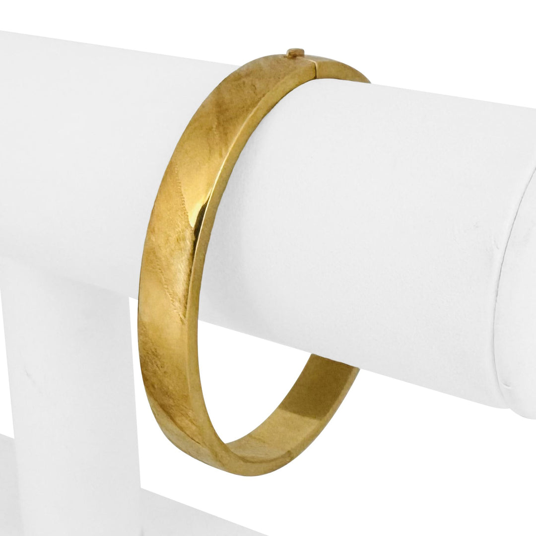 18k Yellow Gold 20.3g Heavy Polished & Brushed Striped Bangle Bracelet Italy 7"