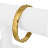 18k Yellow Gold 20.3g Heavy Polished & Brushed Striped Bangle Bracelet Italy 7"