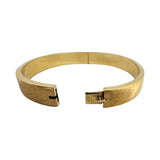 18k Yellow Gold 20.3g Heavy Polished & Brushed Striped Bangle Bracelet Italy 7"