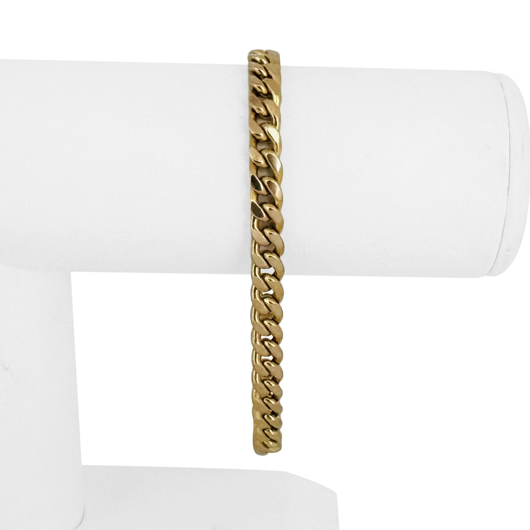 14k Yellow Gold 11.6g Semi Solid 6mm Men's Cuban Link Bracelet Italy 8"