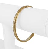14k Yellow Gold 6.4g Hollow Light 6mm Diamond Cut Floral Bangle Bracelet 7"
