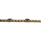 14k Yellow Gold 17g Bezel Set Multi Gemstone 7mm Fancy Link Bracelet Italy 7"