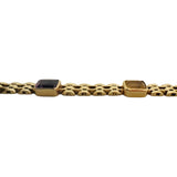 14k Yellow Gold 17g Bezel Set Multi Gemstone 7mm Fancy Link Bracelet Italy 7"