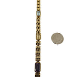 14k Yellow Gold 17g Bezel Set Multi Gemstone 7mm Fancy Link Bracelet Italy 7"