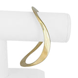 14k Yellow Gold 33g Solid Heavy Geometric Curved Bangle Bracelet 8.75"