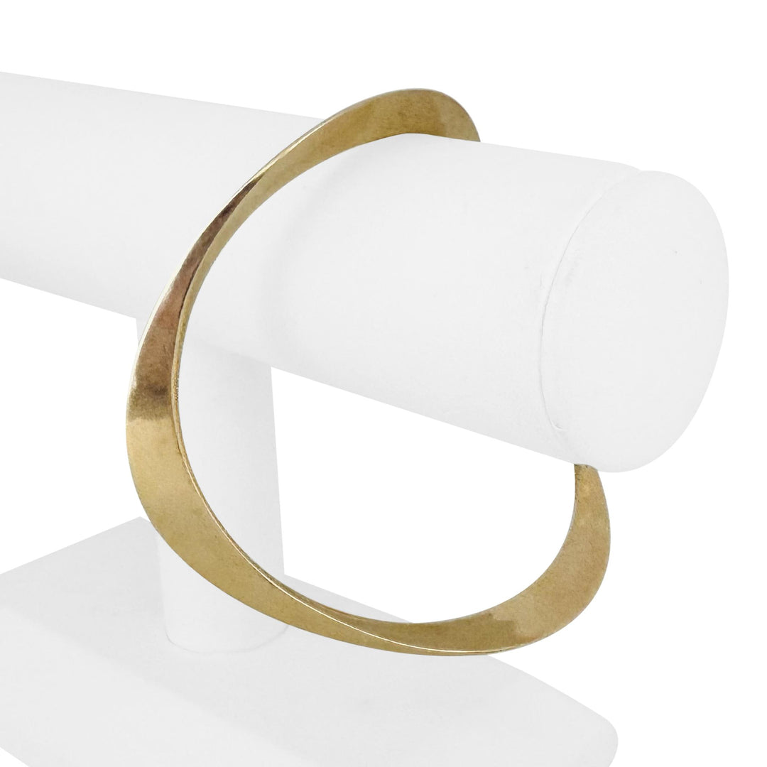 14k Yellow Gold 33g Solid Heavy Geometric Curved Bangle Bracelet 8.75"