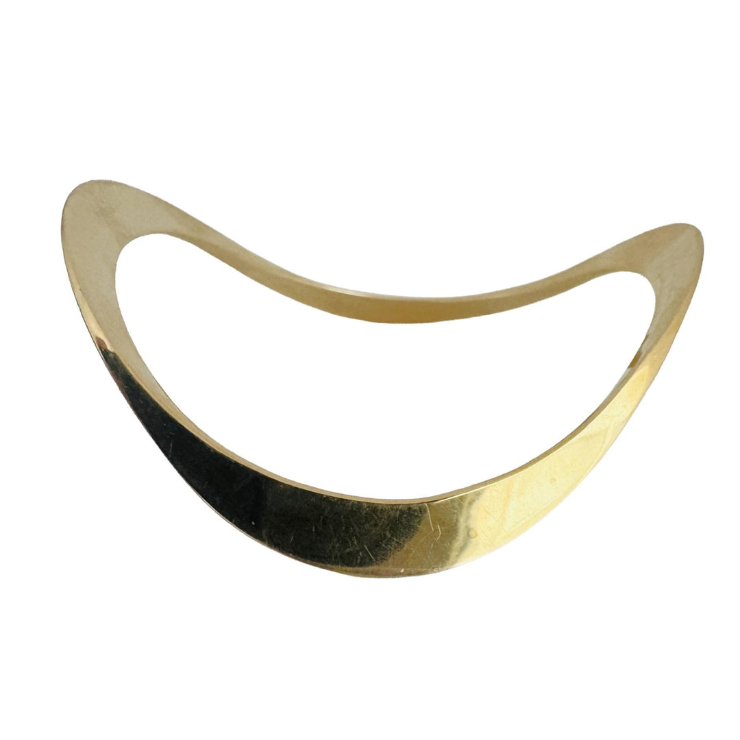 14k Yellow Gold 33g Solid Heavy Geometric Curved Bangle Bracelet 8.75"