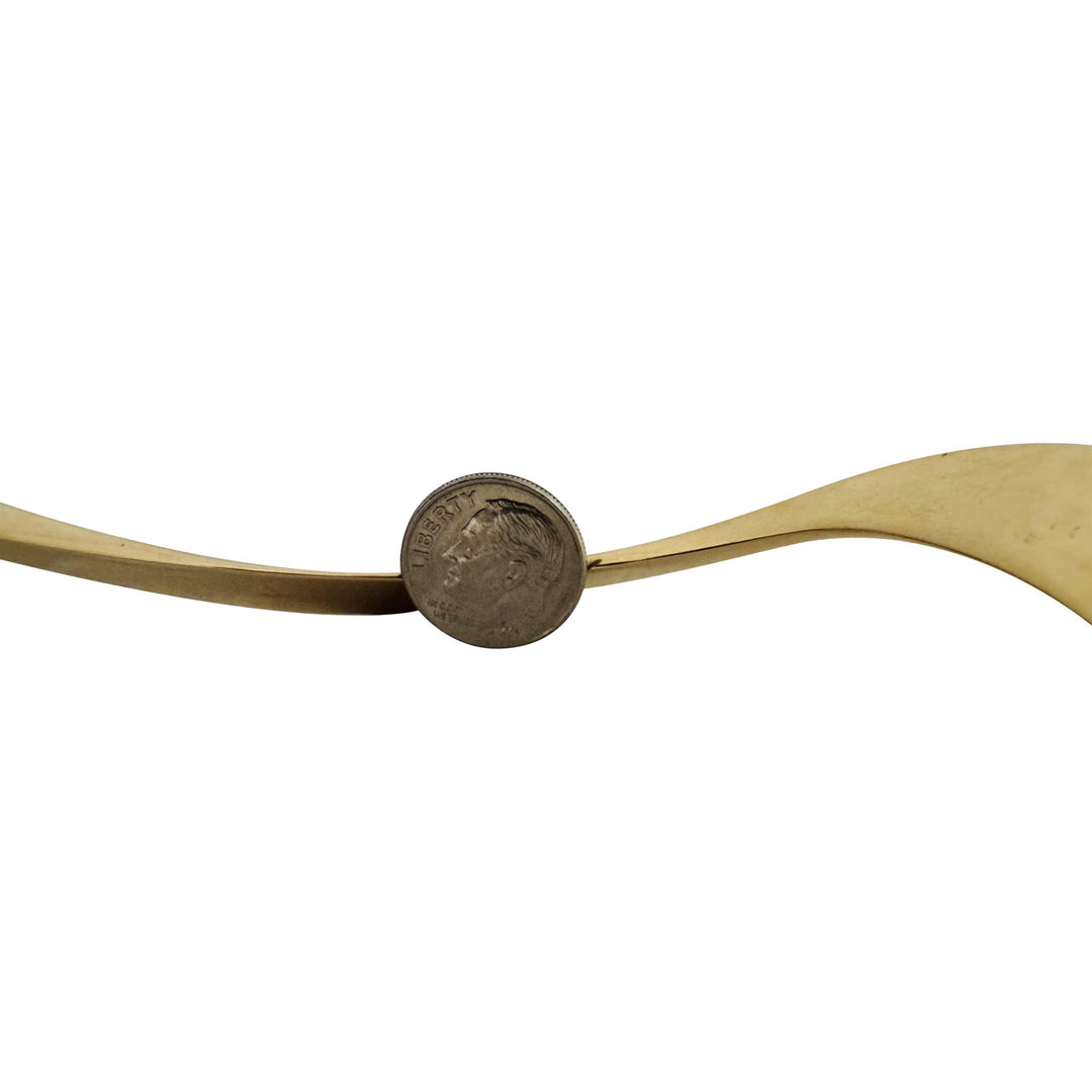 14k Yellow Gold 33g Solid Heavy Geometric Curved Bangle Bracelet 8.75"
