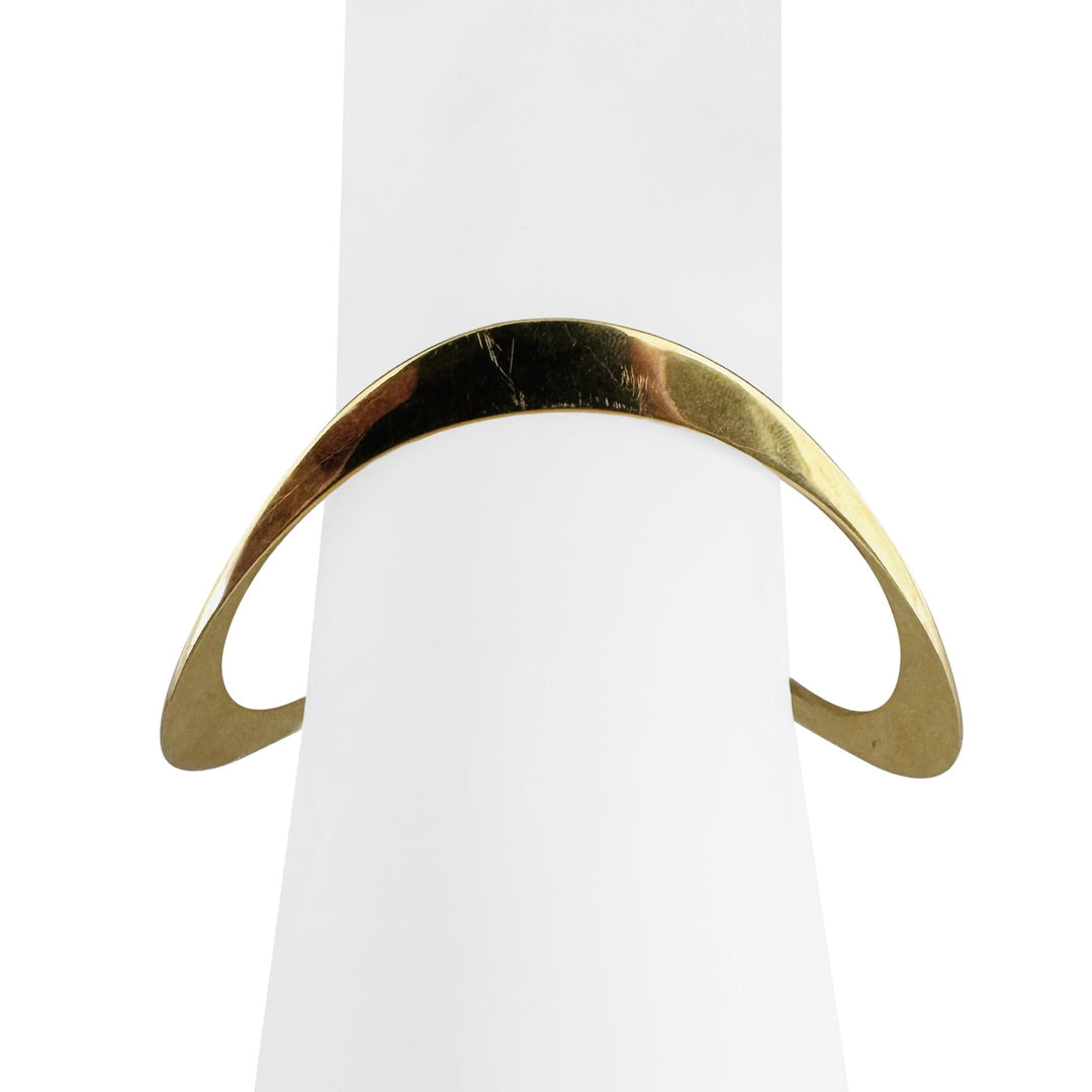 14k Yellow Gold 33g Solid Heavy Geometric Curved Bangle Bracelet 8.75"