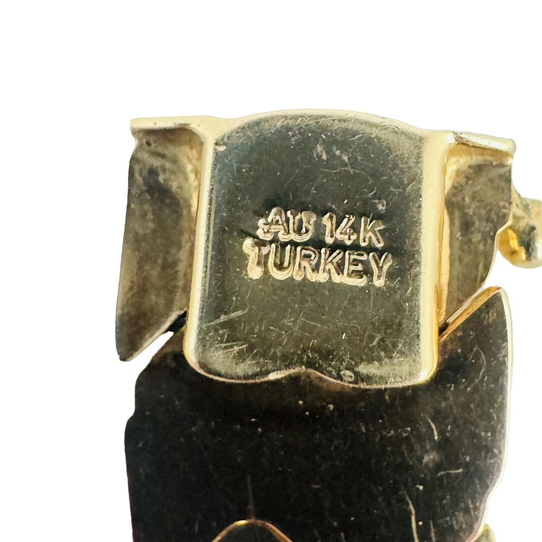 14k Yellow Gold 20g Vintage Ladies 11.5mm Fancy Link Bracelet Turkey 7"