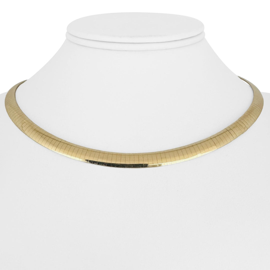 14k Yellow Gold 32.2g Solid Heavy 6mm Flat Omega Collar Necklace 16"