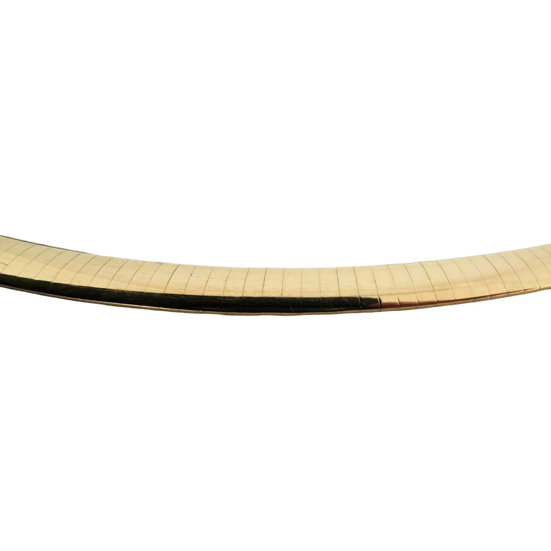 14k Yellow Gold 32.2g Solid Heavy 6mm Flat Omega Collar Necklace 16"