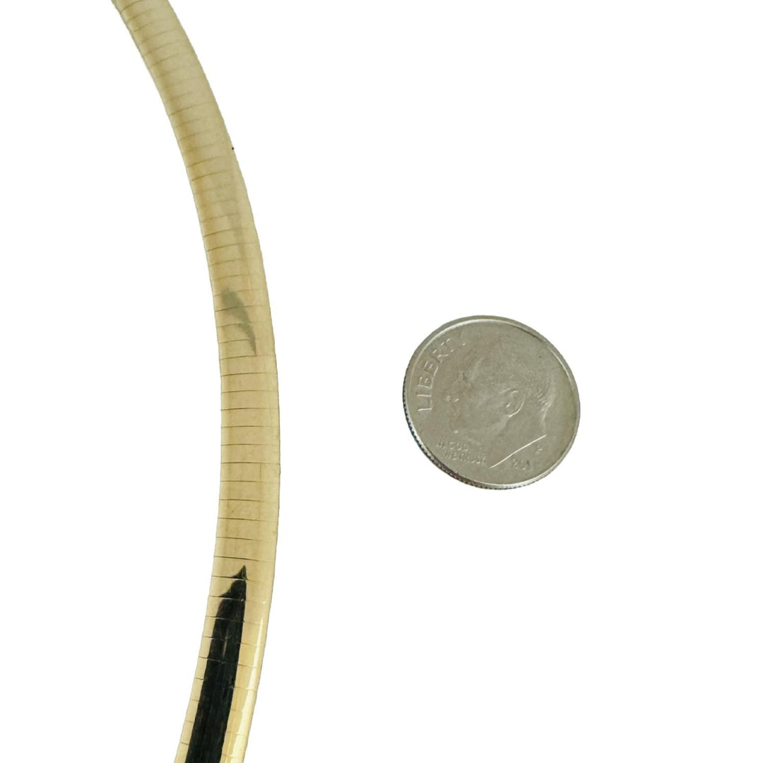 14k Yellow Gold 32.2g Solid Heavy 6mm Flat Omega Collar Necklace 16"
