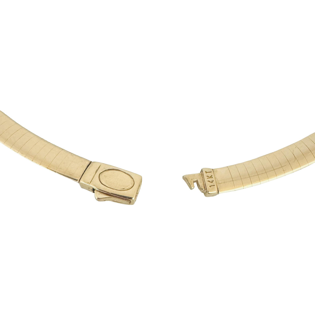14k Yellow Gold 32.2g Solid Heavy 6mm Flat Omega Collar Necklace 16"