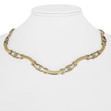14k Yellow Gold 26g Ladies Curved Bar Screw Motif Link Necklace Italy 17"