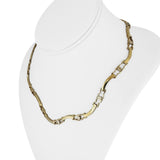 14k Yellow Gold 26g Ladies Curved Bar Screw Motif Link Necklace Italy 17"