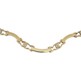 14k Yellow Gold 26g Ladies Curved Bar Screw Motif Link Necklace Italy 17"
