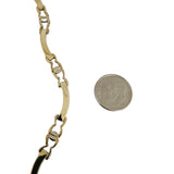 14k Yellow Gold 26g Ladies Curved Bar Screw Motif Link Necklace Italy 17"