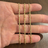 14k Yellow Gold 11.2g Solid 2.2mm Diamond Cut Rope Chain Necklace 24"