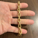 14k Yellow Gold 15.4g Ladies Polished 10mm Fancy Oval Link Bracelet Italy 7.25"
