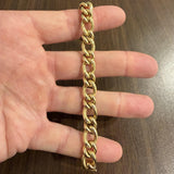 14k Yellow Gold 14.7g Ladies Hollow 10mm Curb Link Bracelet Italy 7.25"