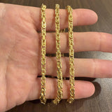 14k Yellow Gold 29.6g Semi Solid Heavy Squared Byzantine Link Necklace 27"