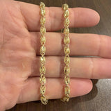 14k Yellow Gold 16g Ladies Diamond Cut 5mm Fancy Link Necklace 15.5"
