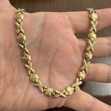 14k Yellow Gold 27.6g Ladies Hugs and Kisses XO Link Necklace Italy 17"