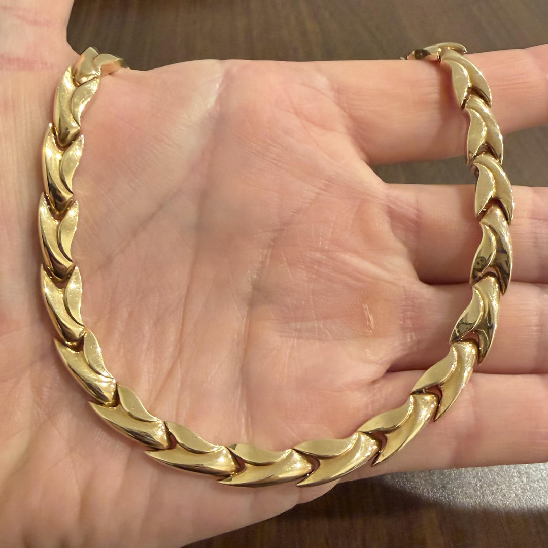 14k Yellow Gold 31.6g Ladies Polished 8mm Fancy Link Necklace Italy 16"