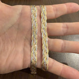 14k Tri Tone Gold 15.4g Ladies Braided Herringbone Necklace Italy 18"