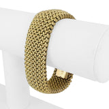 14k Yellow Gold 40.7g Thick Wide 20mm Mesh Link Bracelet Italy 7.25"