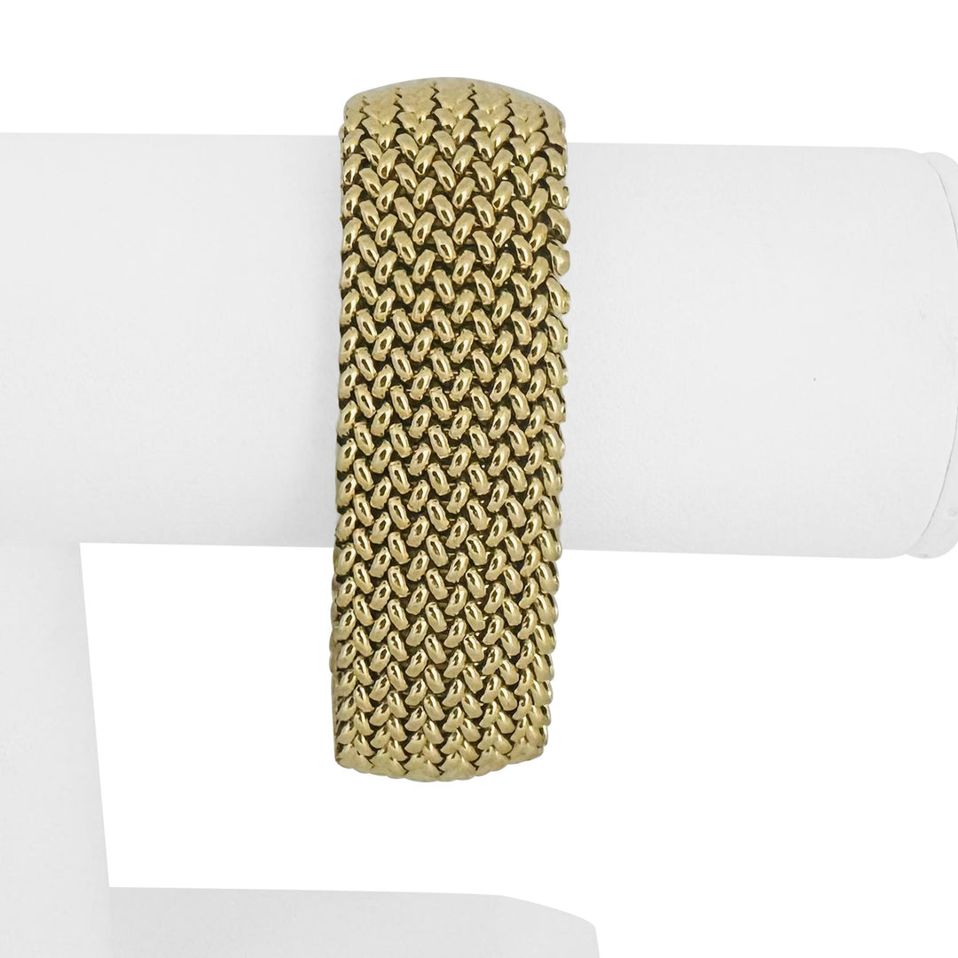 14k Yellow Gold 40.7g Thick Wide 20mm Mesh Link Bracelet Italy 7.25"