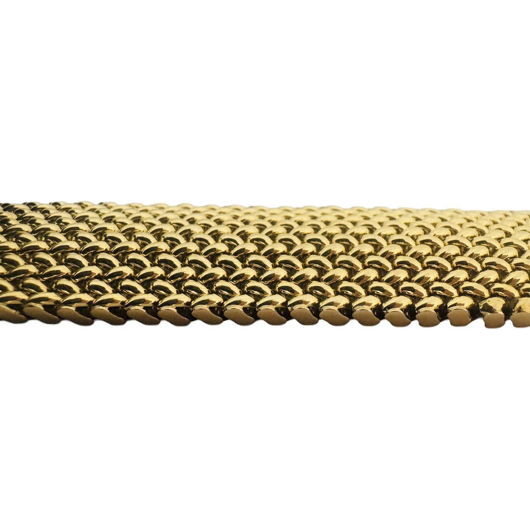 14k Yellow Gold 40.7g Thick Wide 20mm Mesh Link Bracelet Italy 7.25"