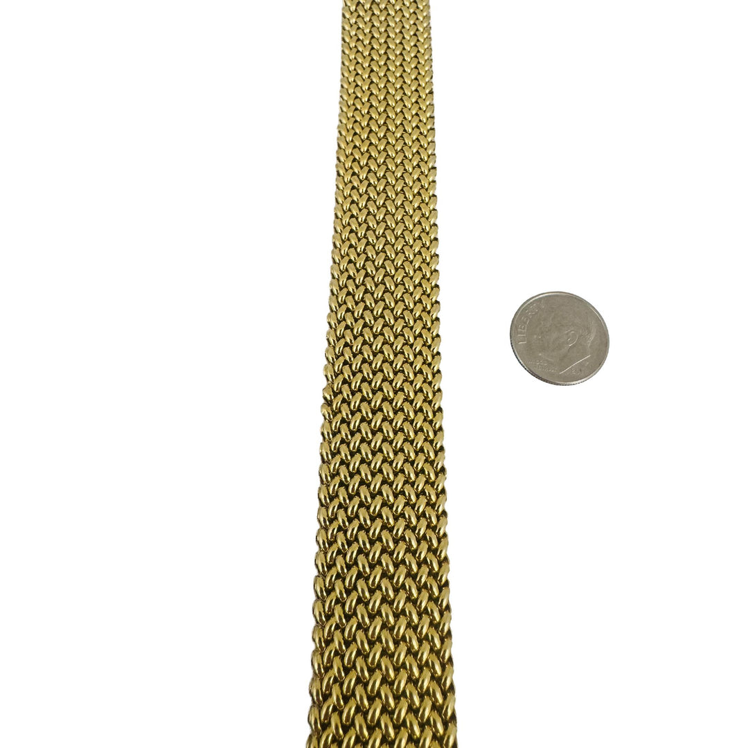 14k Yellow Gold 40.7g Thick Wide 20mm Mesh Link Bracelet Italy 7.25"