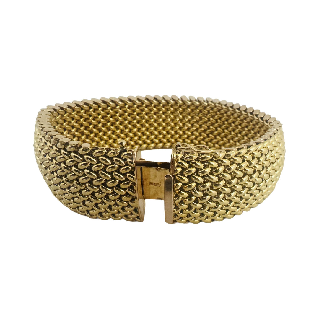 14k Yellow Gold 40.7g Thick Wide 20mm Mesh Link Bracelet Italy 7.25"