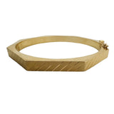 14k Yellow Gold 13.6g Vintage Striped 5.mm Octagonal Bangle Bracelet 6.75"