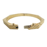 14k Yellow Gold 13.6g Vintage Striped 5.mm Octagonal Bangle Bracelet 6.75"