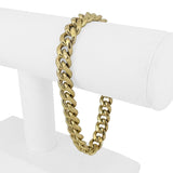 14k Yellow Gold 22.4g Semi Solid 9.5mm Men's Cuban Link Bracelet Italy 8.5"