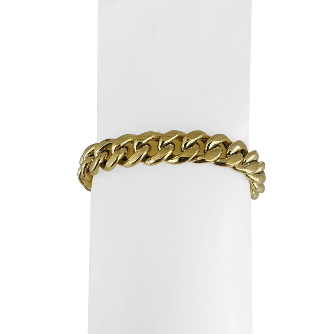 14k Yellow Gold 22.4g Semi Solid 9.5mm Men's Cuban Link Bracelet Italy 8.5"