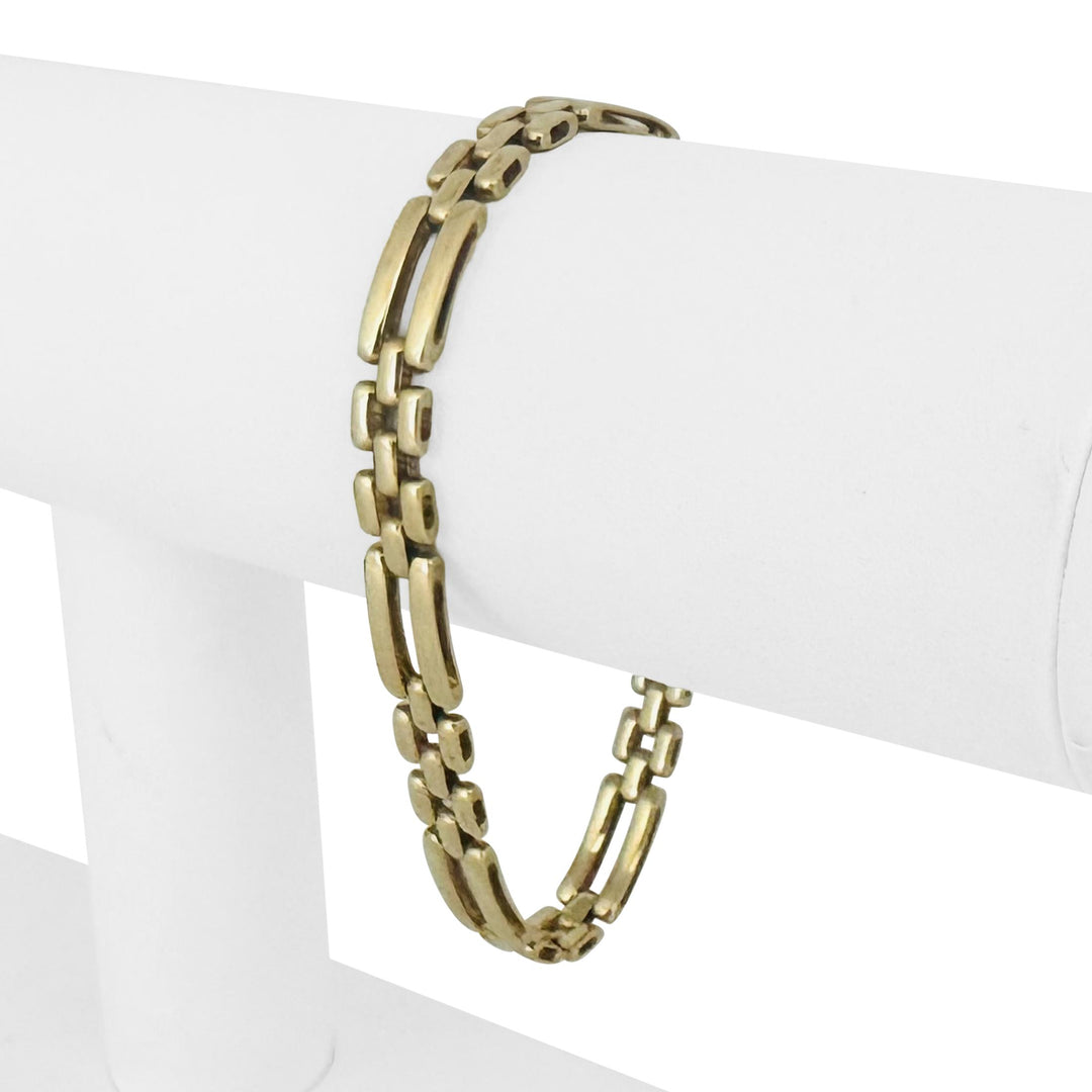 14k Yellow Gold 15.8g Vintage Ladies 7mm Fancy Panther Link Bracelet Italy 7.25"