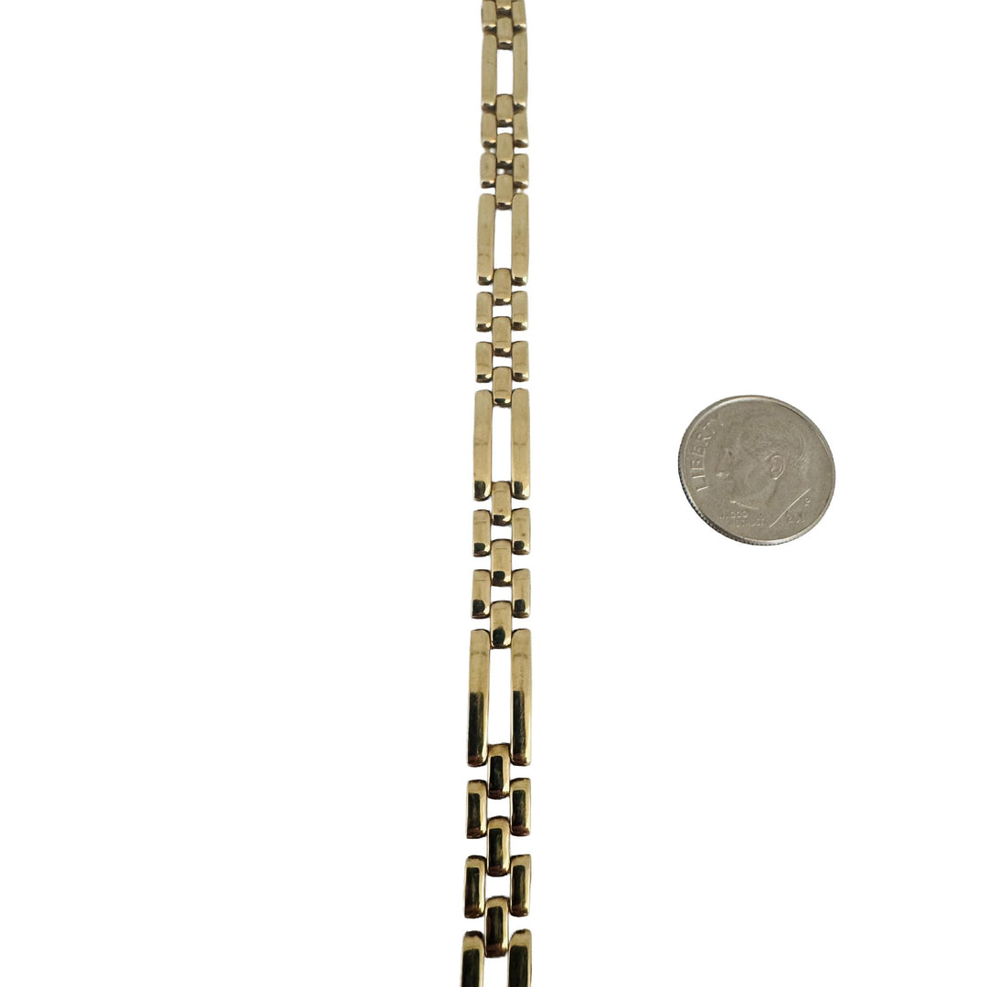 14k Yellow Gold 15.8g Vintage Ladies 7mm Fancy Panther Link Bracelet Italy 7.25"