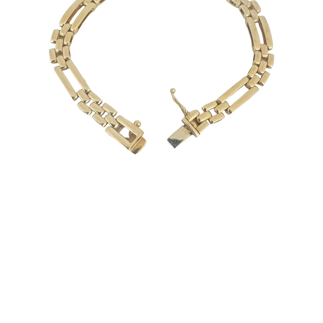 14k Yellow Gold 15.8g Vintage Ladies 7mm Fancy Panther Link Bracelet Italy 7.25"